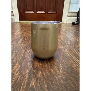 Corkcicle Champagne Gold Tumbler Insulated Reusable Travel‎ Slide Lid Modern